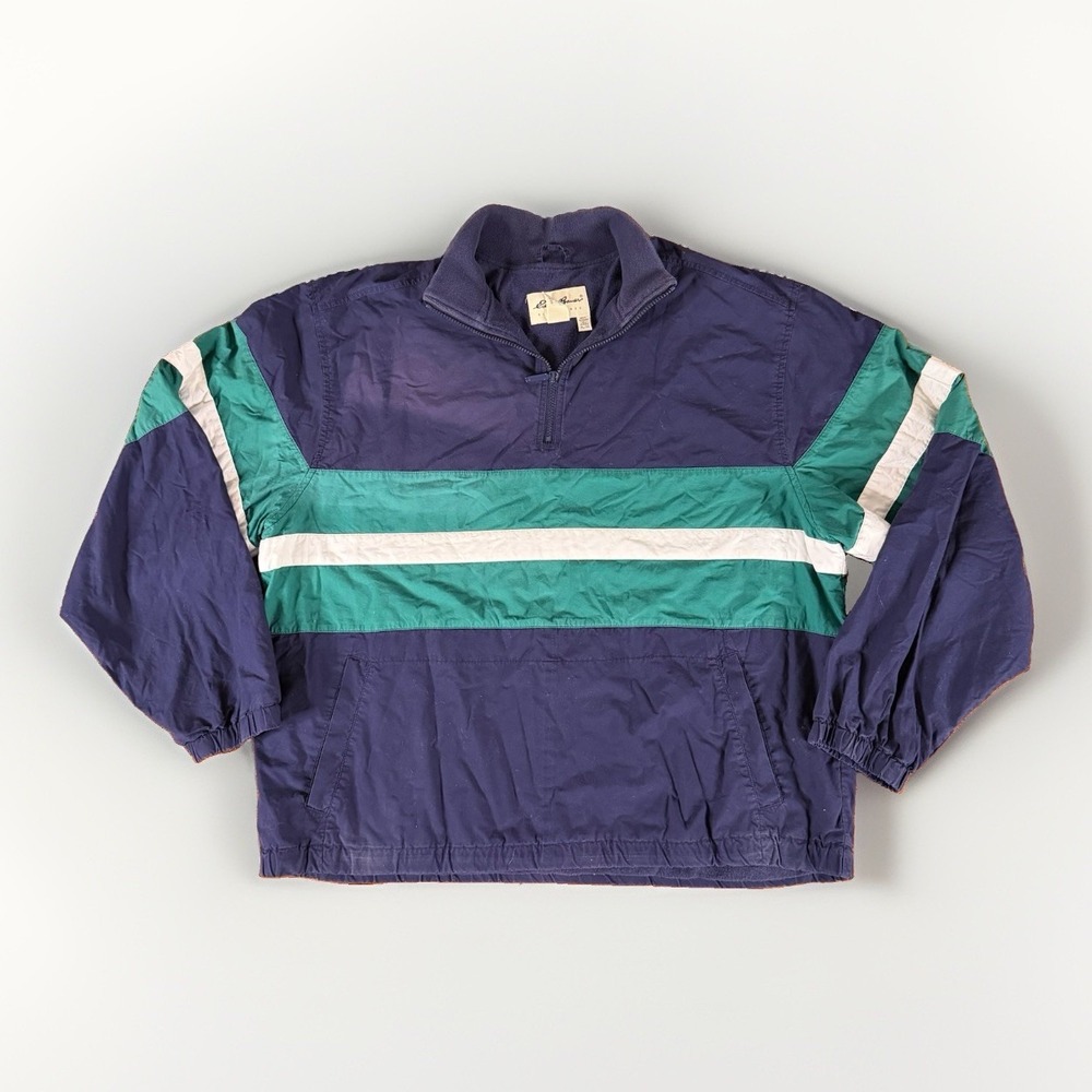 Vintage 90's Eddie Bauer Colorblock Half-zip Windbreaker Jacket Men's Size XL